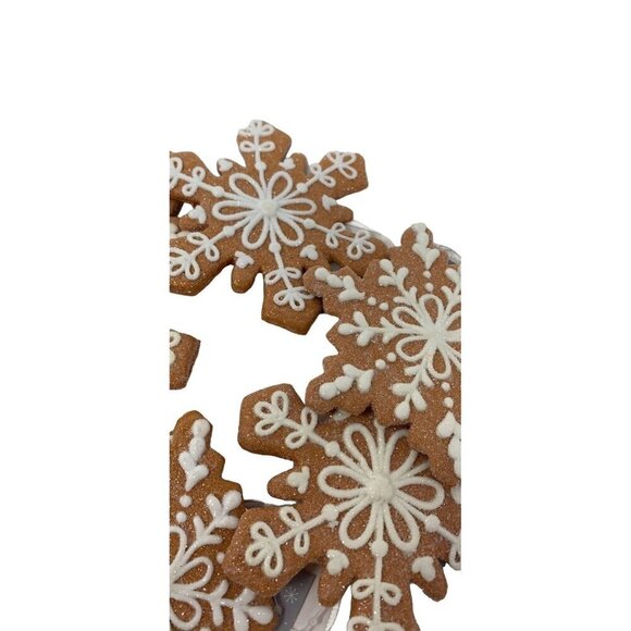 Christmas Gingerbread Snowflake Cookie Ornaments 4in Lot 6 Glitter Decor Holiday - Picture 5 of 9